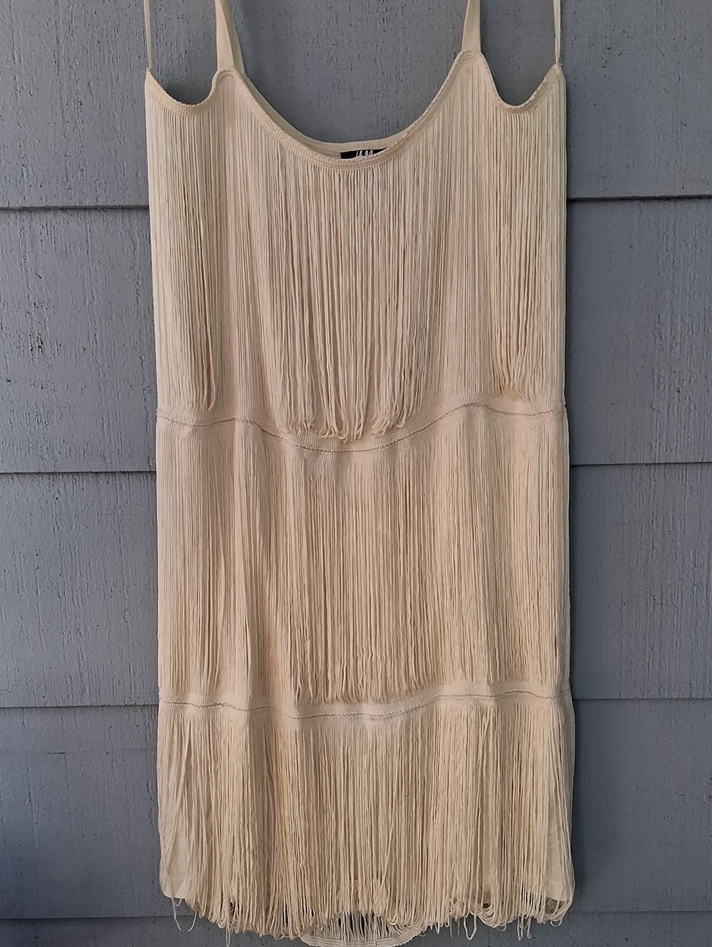 H&M Cream Fringe Midi Slip Dress